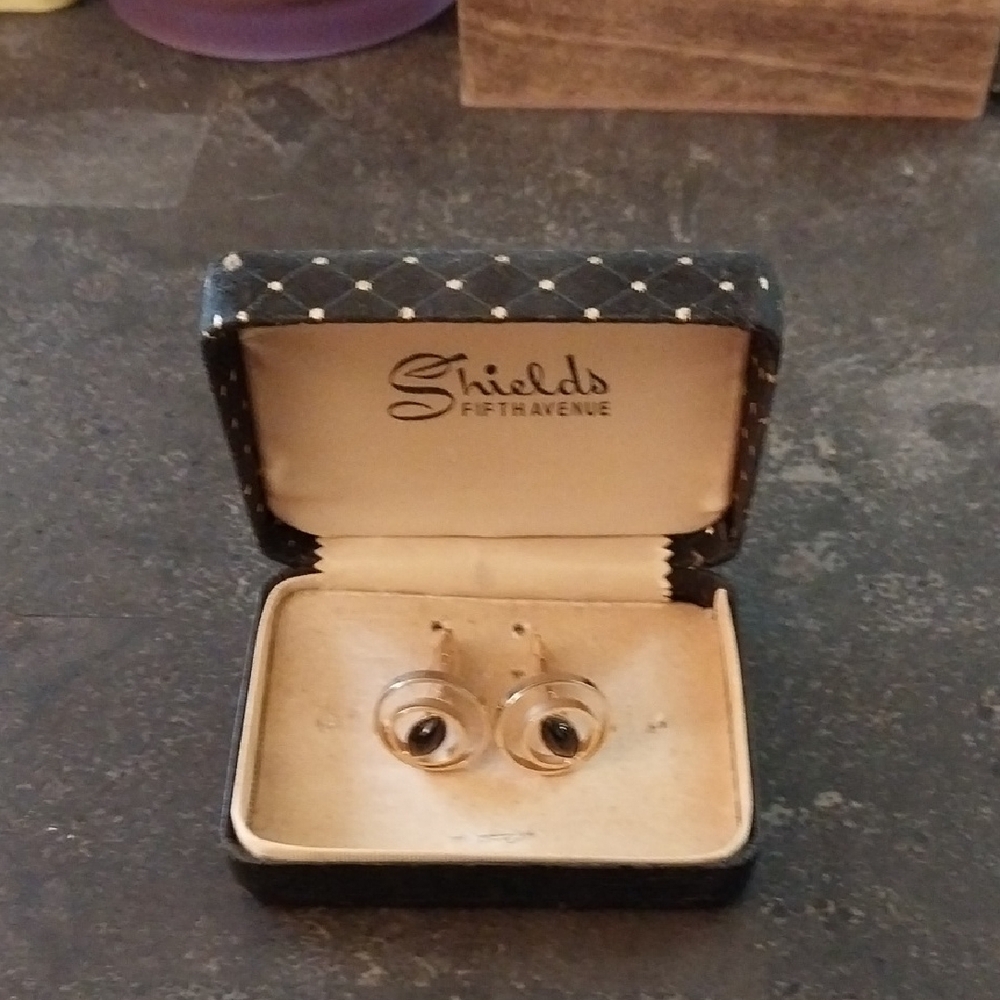 Shields Fifth Avenue Gold and Black Stud Earrings